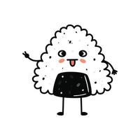 mascotte de sushi kawaii en style dessin animé. mignon onigiri au saumon pour le menu vecteur