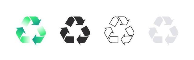 concept d'icônes de recyclage. matériaux recyclés. emballage et recyclage. illustration vectorielle vecteur