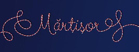 lettrage martisor avec illustration vectorielle de chaîne rayée vecteur