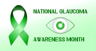 le mois de la sensibilisation au glaucome est célébré aux états-unis en janvier. le ruban vert s'agite. bannière d'illustration vectorielle de soins de santé vecteur