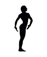 illustration vectorielle de silhouettes noires de bodybuilder féminin vecteur