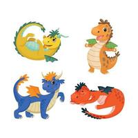 collection de dragons en style cartoon vecteur