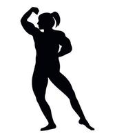 illustration vectorielle de silhouettes noires de bodybuilder féminin vecteur