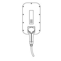 Illustration de l'icône de contour de la station de charge de véhicule électrique sur fond blanc isolé vecteur