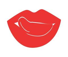 illustration vectorielle des lèvres des femmes avec du rouge à lèvres rouge vecteur
