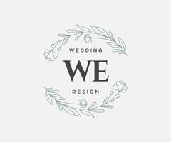 nous initialisons la collection de logos de monogramme de mariage de lettre, modèles minimalistes et floraux modernes dessinés à la main pour les cartes d'invitation, réservez la date, identité élégante pour restaurant, boutique, café en image vectorielle vecteur