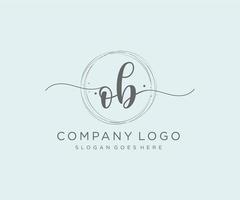 logo féminin ob initial. utilisable pour les logos nature, salon, spa, cosmétique et beauté. élément de modèle de conception de logo vectoriel plat.