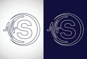 alphabet s initial avec impulsion de santé. création de logo de battement de coeur d'art en ligne. logo pour une entreprise médicale ou de santé vecteur