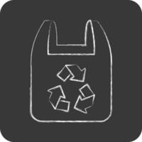 icône sac en plastique recyclé. lié au symbole de l'environnement. façon craie. simple illustration. conservation. Terre. faire le ménage vecteur