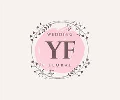 modèle de logos de monogramme de mariage lettre initiales yf, modèles minimalistes et floraux modernes dessinés à la main pour cartes d'invitation, réservez la date, identité élégante. vecteur