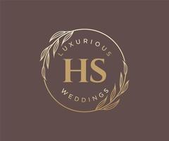 hs initiales lettre modèle de logos de monogramme de mariage, modèles minimalistes et floraux modernes dessinés à la main pour cartes d'invitation, réservez la date, identité élégante. vecteur