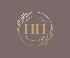 hh initiales lettre modèle de logos de monogramme de mariage, modèles minimalistes et floraux modernes dessinés à la main pour cartes d'invitation, réservez la date, identité élégante. vecteur