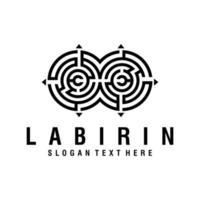 vecteur de conception de logo de ligne de labyrinthe