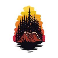 modèle de logo de camping et de plein air