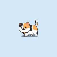 mignon chat calico marche dessin animé, illustration vectorielle vecteur