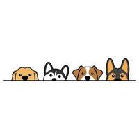 mignons chiens furtivement dessin animé, illustration vectorielle vecteur