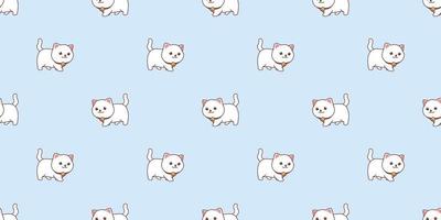 mignon chat blanc marche dessin animé motif sans couture, illustration vectorielle vecteur