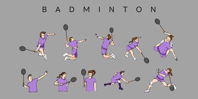 joueur de badminton vector set collection graphisme clipart design