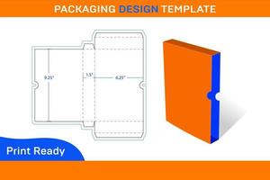 boîte de livre ouverte sur le côté 9 x 6 x 1,5 pouces, modèle de découpe de boîte de couverture de livre et boîte 3d vecteur