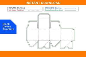 boîte cubique boîte de fermeture automatique inférieure 2,5 x 2,5 x 2,5 modèle de boîte adapté sur du papier de format a4 modèle de découpe vierge vecteur