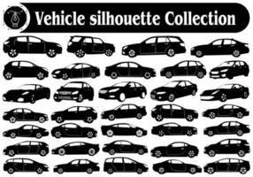 collection de vecteurs de silhouettes de voitures modernes et de voitures anciennes vecteur