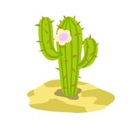 cactus dans le désert. grande plante mexicaine. succulente verte. élément du paysage d'été tropical du sud. illustration de dessin animé plat vecteur