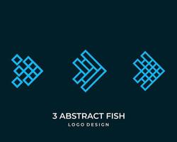 création de logo géométrique de trois poissons abstraits. vecteur