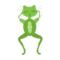 jolie grenouille verte qui pleure en vecteur sur fond blanc. personnage de dessin animé dessiné