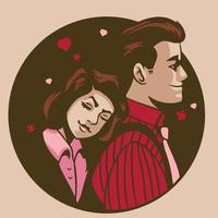 pose de dos romantique illustration vintage vecteur