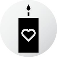 icône de bougie remplie d'éléments et de symboles vectoriels d'illustration de la Saint-Valentin de style noir blanc parfait. vecteur
