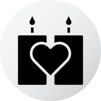 icône de bougie remplie d'éléments et de symboles vectoriels d'illustration de la Saint-Valentin de style noir blanc parfait. vecteur