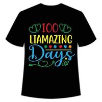 100 lia mazing days t-shirt joyeux retour au modèle d'impression de chemise de jour d'école, conception de typographie pour la maternelle pré k préscolaire, dernier et premier jour d'école, chemise de 100 jours d'école vecteur