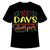 100 jours de t-shirt plus net modèle d'impression de chemise de retour à l'école, conception de typographie pour la maternelle pré-k préscolaire, dernier et premier jour d'école, chemise de 100 jours d'école vecteur