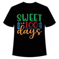 doux t-shirt 100 jours modèle d'impression de chemise de retour à l'école, conception de typographie pour la maternelle préscolaire, dernier et premier jour d'école, chemise de 100 jours d'école vecteur