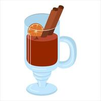 vin chaud dans une tasse en verre. illustration vectorielle sur fond blanc. vecteur