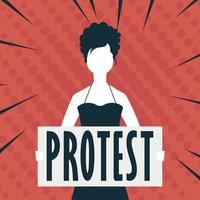 fille avec une bannière dans ses mains. le concept de protestation et de résistance publique. illustration vectorielle. vecteur