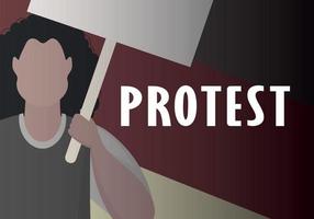 un gars avec une bannière dans ses mains sur le fond du drapeau. notion de protestation. style bande dessinée. illustration vectorielle. vecteur