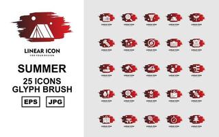 25 pack d'icônes de brosse de glyphe d'été
