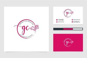collections initiales de logo féminin gc et modèle de carte de visite vecteur premium
