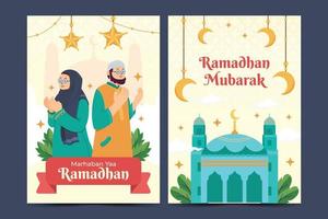 cartes de ramadan plates dessinées à la main vecteur