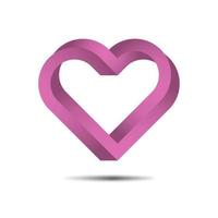 3d décrit illustration vectorielle coeur rose. icône du logo isométrique élégant coeurs impossibles. vecteur