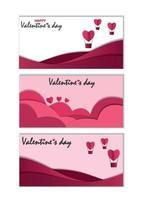 ensemble de bannière large universelle, carte de citation romantique pour la saint valentin, carte postale, invitation, modèle de bannière en rose et rouge