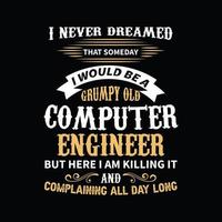 conception de t-shirt d'ingénieur en informatique vecteur