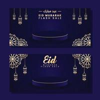 modèle de médias sociaux de bannière horizontale eid al fitr mubarak vecteur