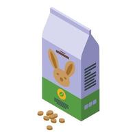 vecteur isométrique d'icône de paquet de nourriture de lapin. animal de compagnie