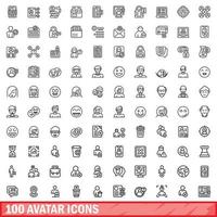 Ensemble de 100 icônes d'avatar, style de contour vecteur