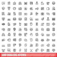 Ensemble de 100 icônes de dialogue, style de contour vecteur