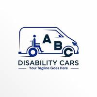 camionnettes voiture et fauteuil roulant image graphique icône logo design gratuit concept abstrait vecteur stock. peut être utilisé comme symbole lié au handicap ou au transport.