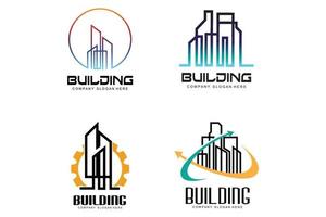logo de conception de maison, logo de bâtiment, icône de société immobilière et de construction vecteur