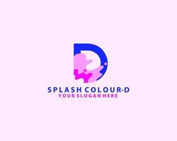 lettre d vague splash logo coloré création vecteur